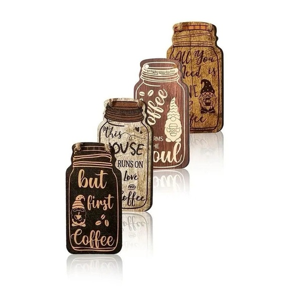 Set of 4 Coffee Wooden Hanging Signs - Picture 3 of 9